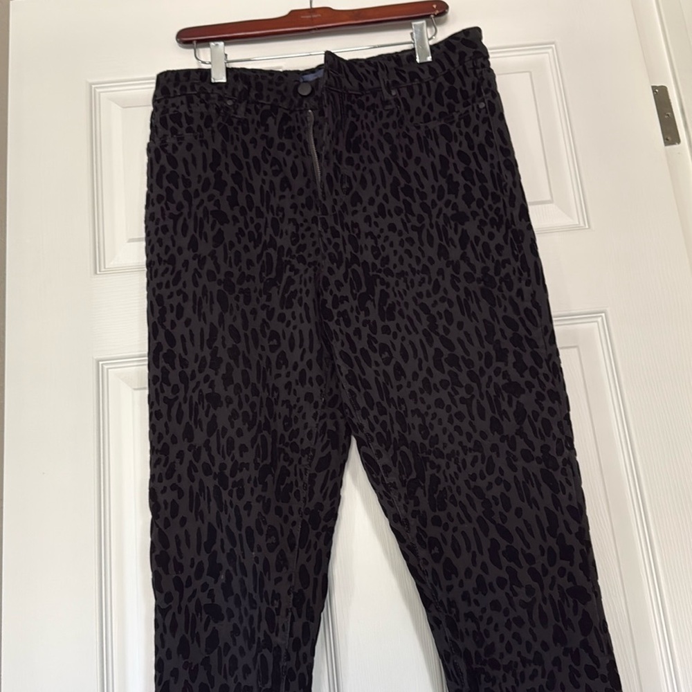 Rachel Roy Women’s Black Jeans with Black Velvet Cheetah Print